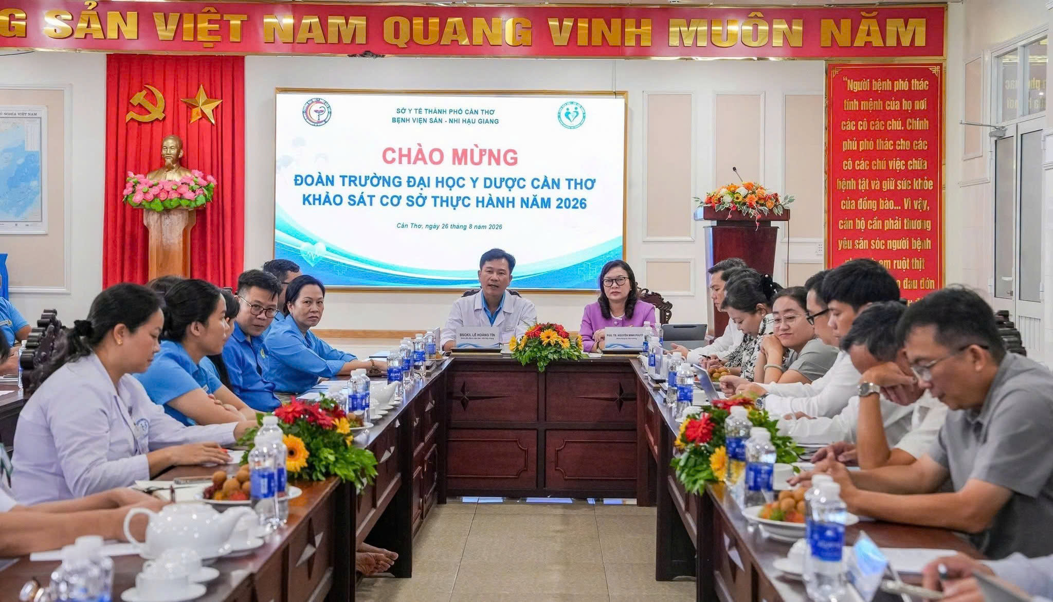 Bệnh viện Sản - Nhi Hậu Giang tiếp Đoàn Trường Đại học Y Dược Cần Thơ khảo sát cơ sở thực hành